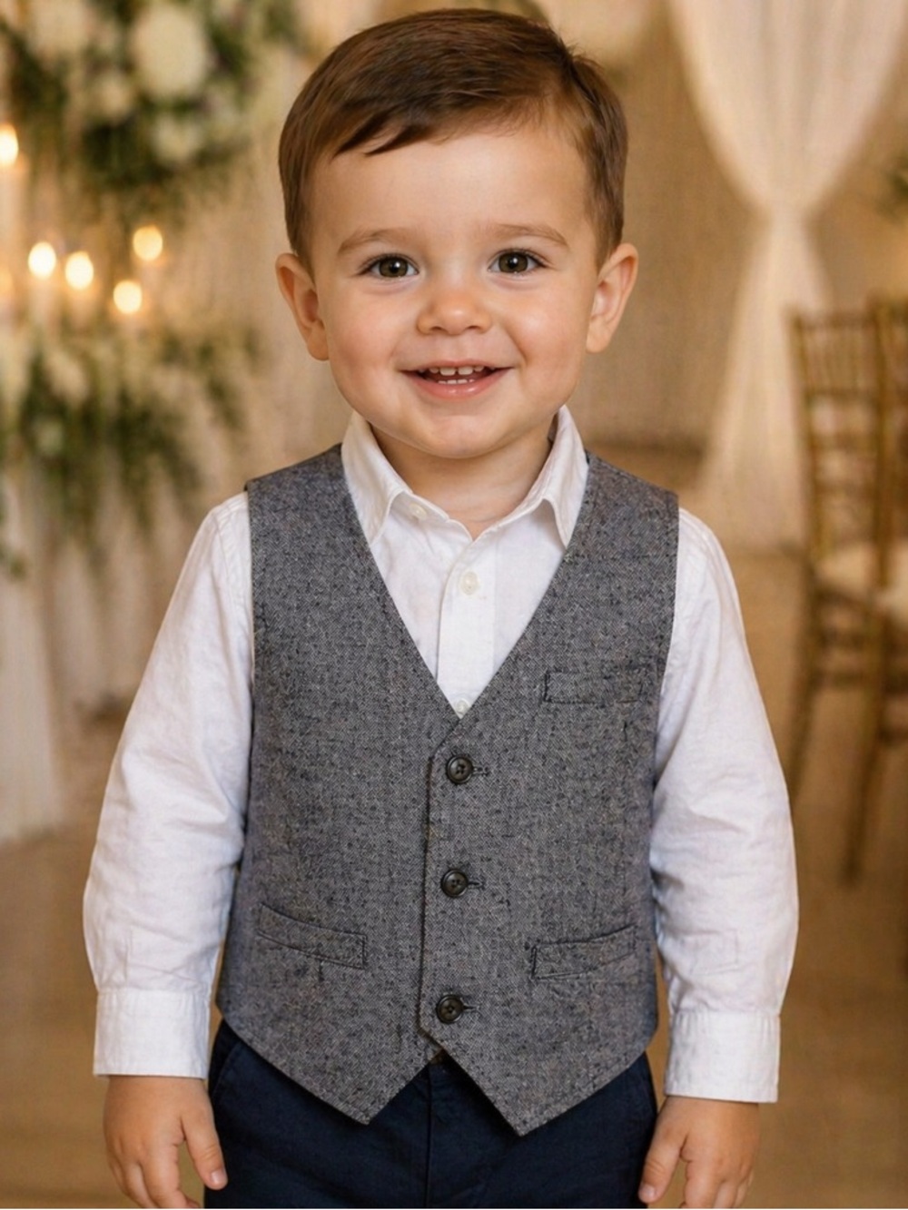 Blue button down vest by The Children's Place - Picture 2 of 4